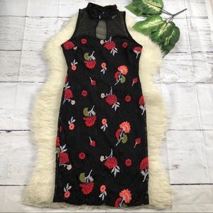 Black Floral Dress Mesh Top S